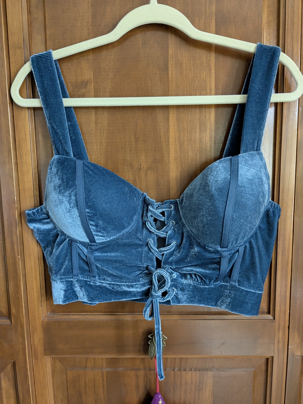 Blue Velvet Lace Up Corset